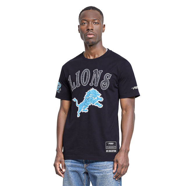 NFL DETROIT LIONS REBEL ATHLETICS STACKED LOGO MEN'S SJ TEE FDL1411039-BLK