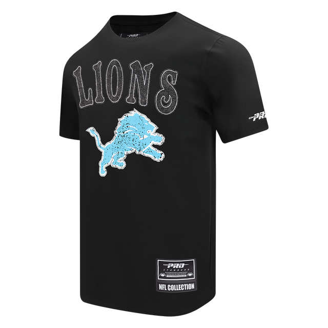 NFL DETROIT LIONS REBEL ATHLETICS STACKED LOGO MEN'S SJ TEE FDL1411039-BLK