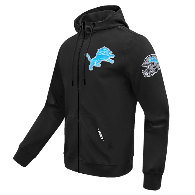 NFL DETROIT LIONS CLASSIC WIND SUIT MEN'S WOVEN FULL ZIP PULLOVER HOODIE FDL5410693-BLK