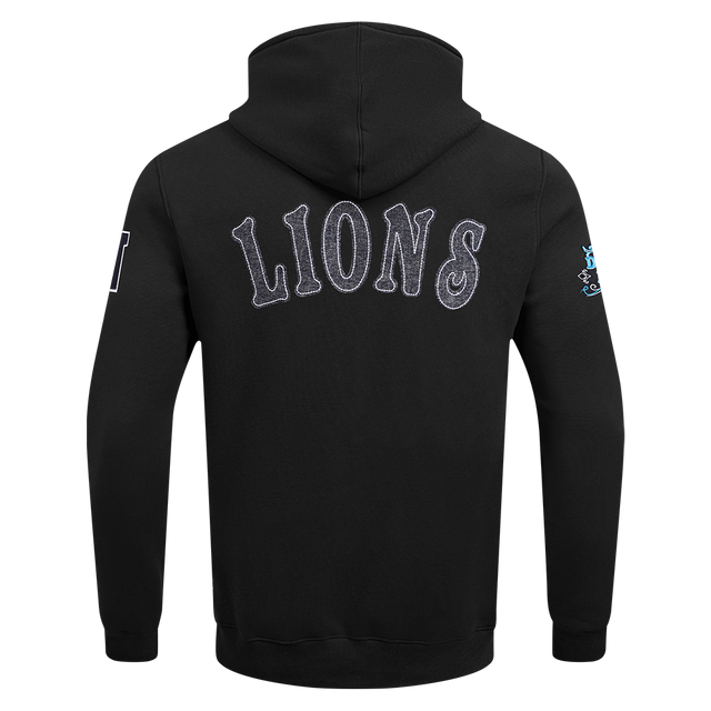 NFL DETROIT LIONS REBEL ATHLETICS MEN'S FLEECE PULL OVER HOODIE FDL5411041-BLK