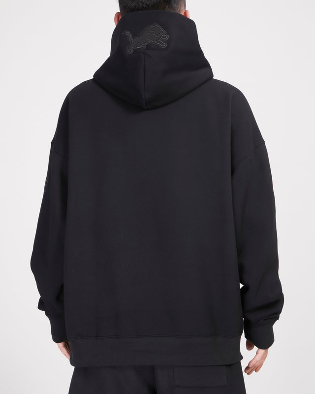 NFL DETROIT LIONS NEUTRAL DROP SHOULDER MEN'S PULLOVER HOODIE FDL545308-BLK