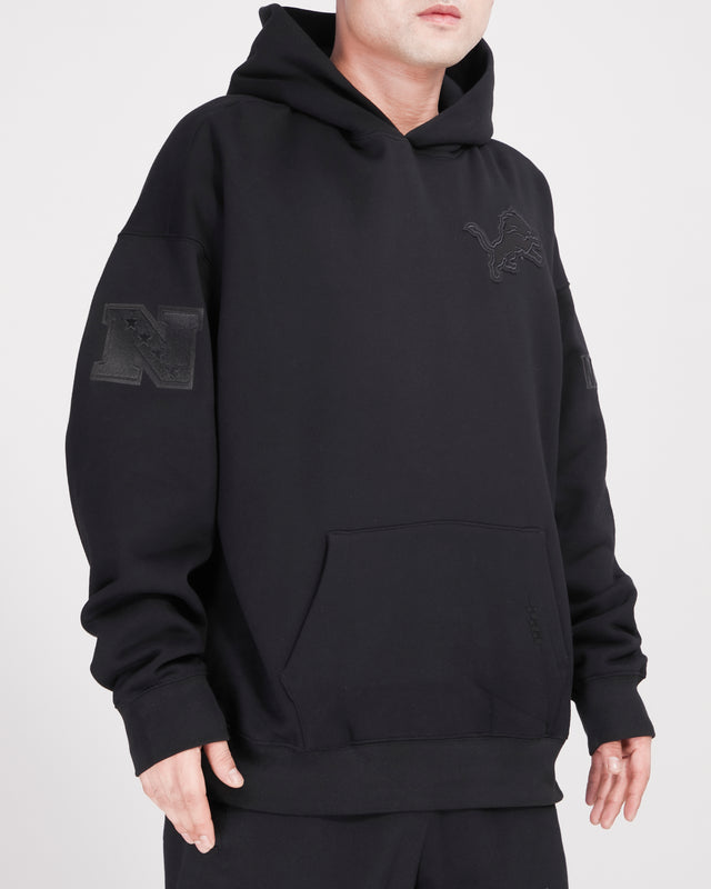 NFL DETROIT LIONS NEUTRAL DROP SHOULDER MEN'S PULLOVER HOODIE FDL545308-BLK