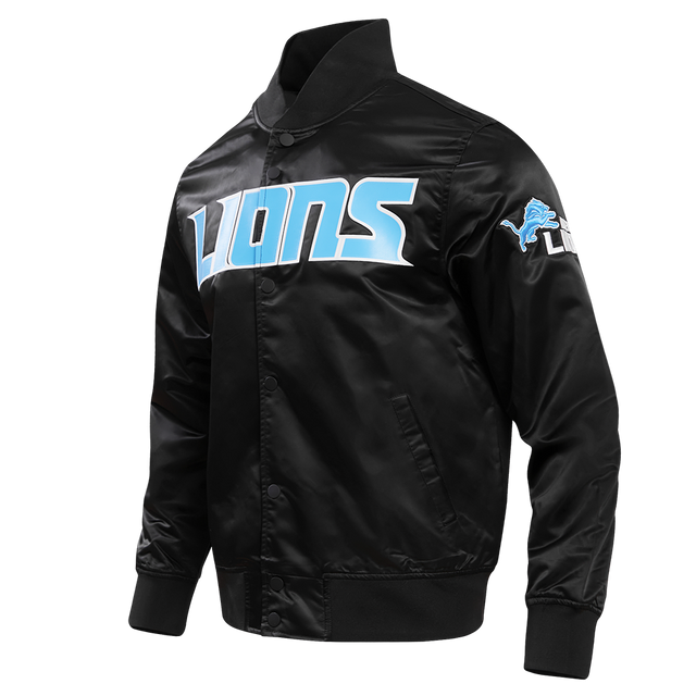 NFL DETROIT LIONS BIG LOGO MEN'S SATIN JACKET FDL6410277-BLK