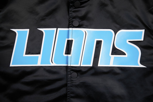 NFL DETROIT LIONS BIG LOGO MEN'S SATIN JACKET FDL6410277-BLK