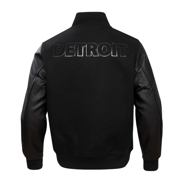 NFL DETROIT LIONS TRIPLE BLACK MEN'S MEN'S WOOL VARSITY JACKET FDL6410284-3BK