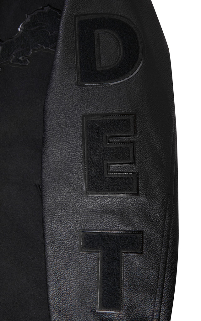 NFL DETROIT LIONS TRIPLE BLACK MEN'S MEN'S WOOL VARSITY JACKET FDL6410284-3BK