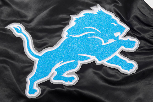 NFL DETROIT LIONS MASHUP MEN'S RIB SATIN JACKET FDL6410476-BLK