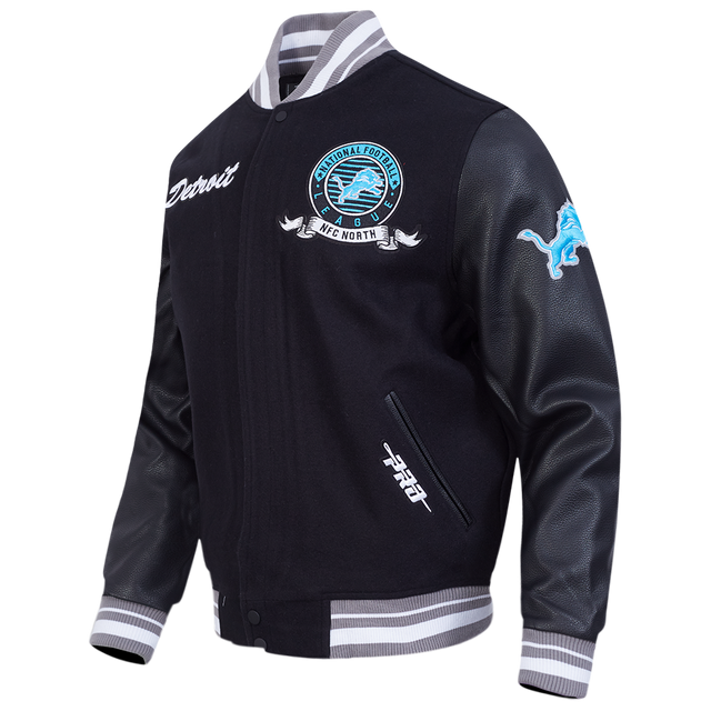 NFL DETROIT LIONS TEAM BADGE MEN'S RIB WOOL VARSITY JACKET FDL6411051-BGY