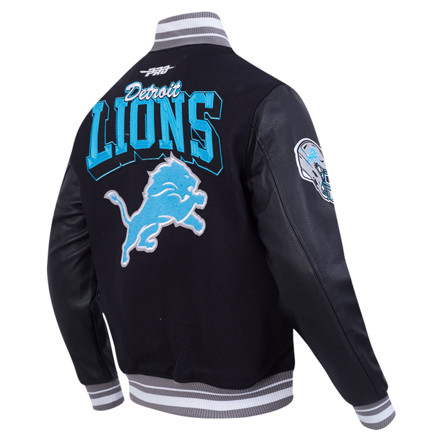 NFL DETROIT LIONS TEAM BADGE MEN'S RIB WOOL VARSITY JACKET FDL6411051-BGY