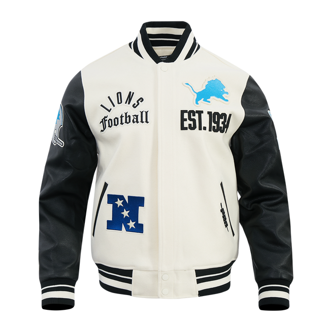 NFL DETROIT LIONS DETROIT LIONS MODERN ORIGINALS M RIB WOOL VARSITY JACKET FDL6411169-EBK