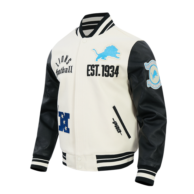NFL DETROIT LIONS DETROIT LIONS MODERN ORIGINALS M RIB WOOL VARSITY JACKET FDL6411169-EBK