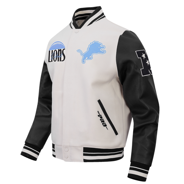DETROIT LIONS ORIGINAL PLAYERS M RIB WOOL VARSITY JACKET FDL6411830-EBK