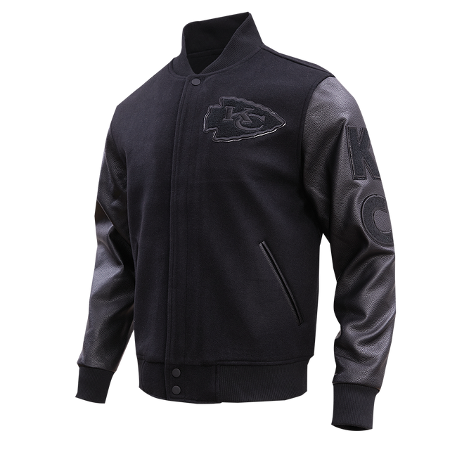 NFL KANSAS CITY CHIEFS TRIPLE BLACK WOOL MEN'S VARSITY JACKET FKC6410203-3BK