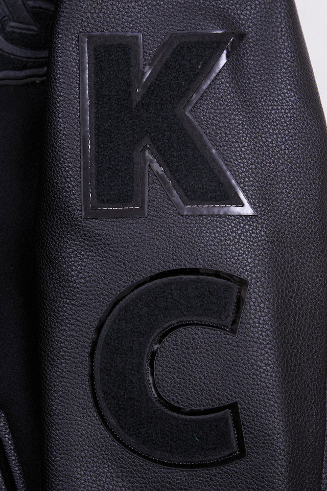 NFL KANSAS CITY CHIEFS TRIPLE BLACK WOOL MEN'S VARSITY JACKET FKC6410203-3BK