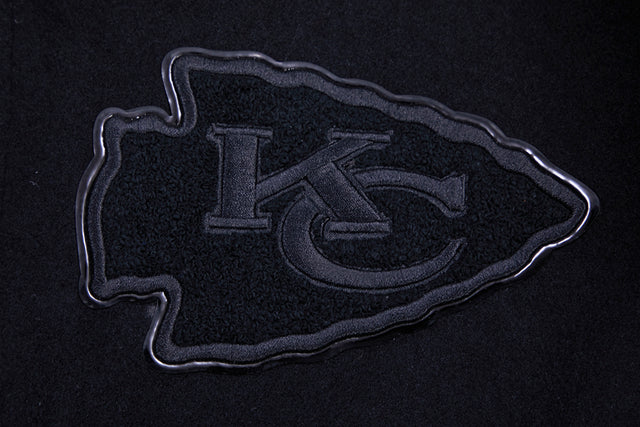 NFL KANSAS CITY CHIEFS TRIPLE BLACK WOOL MEN'S VARSITY JACKET FKC6410203-3BK
