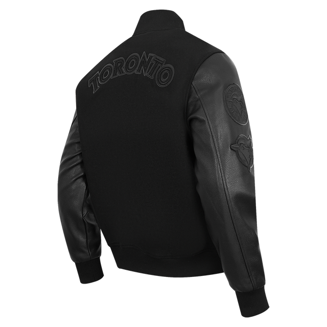 MLB TORONTO BLUE JAYS TORONTO BLUE JAYS TRIPLE BLACK WOOL VARSITY JACKET LTJ633953-3BK
