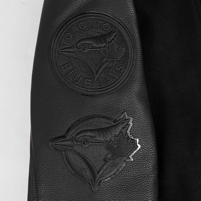 MLB TORONTO BLUE JAYS TORONTO BLUE JAYS TRIPLE BLACK WOOL VARSITY JACKET LTJ633953-3BK