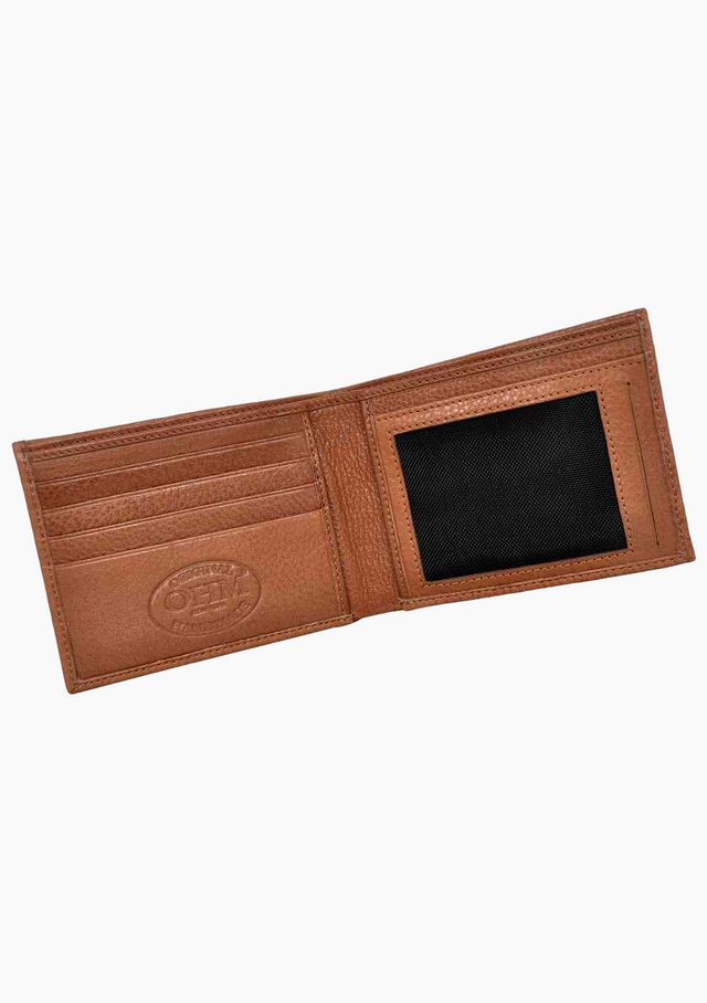 OHM Bill Fold Leather Wallet in Tan Color