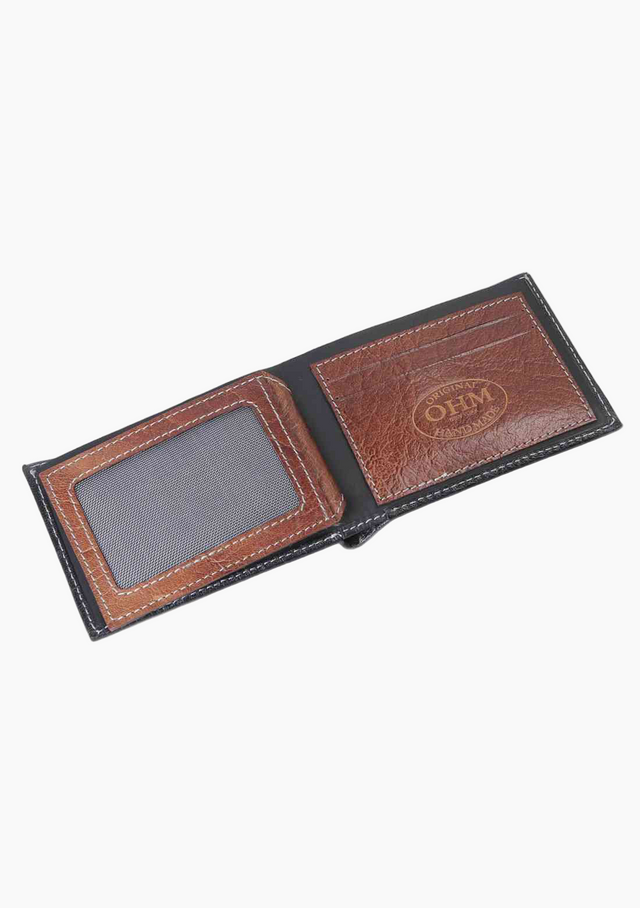 OHM Leather New York Wallet in Black/ Tan