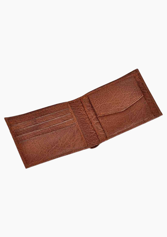 OHM Bill Fold Leather Wallet with Coin Pouch