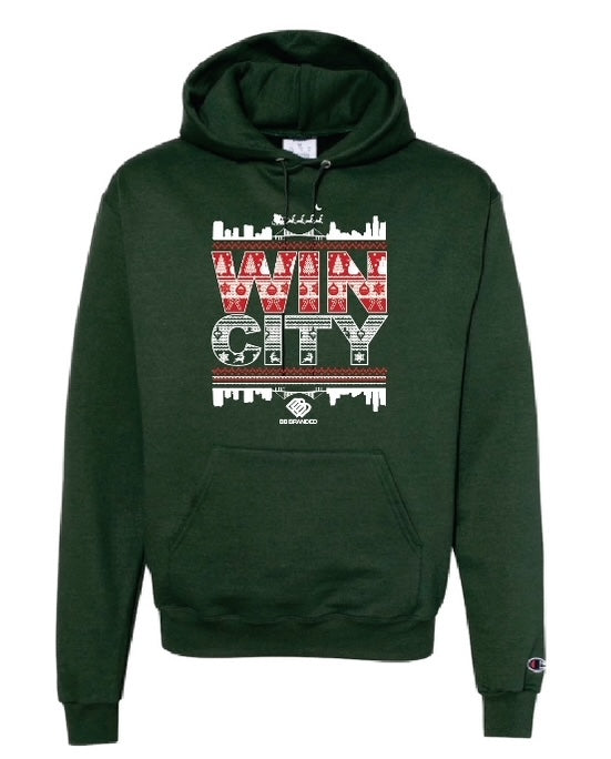 WIN City Christmas Hoodie Forrest Green