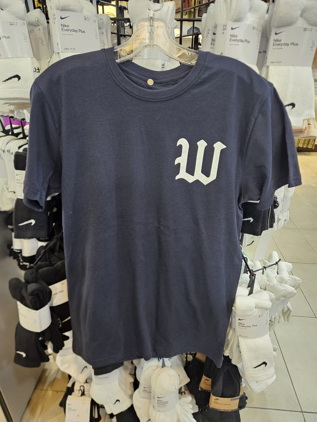 Old English W Chest Logo Tee Navy
