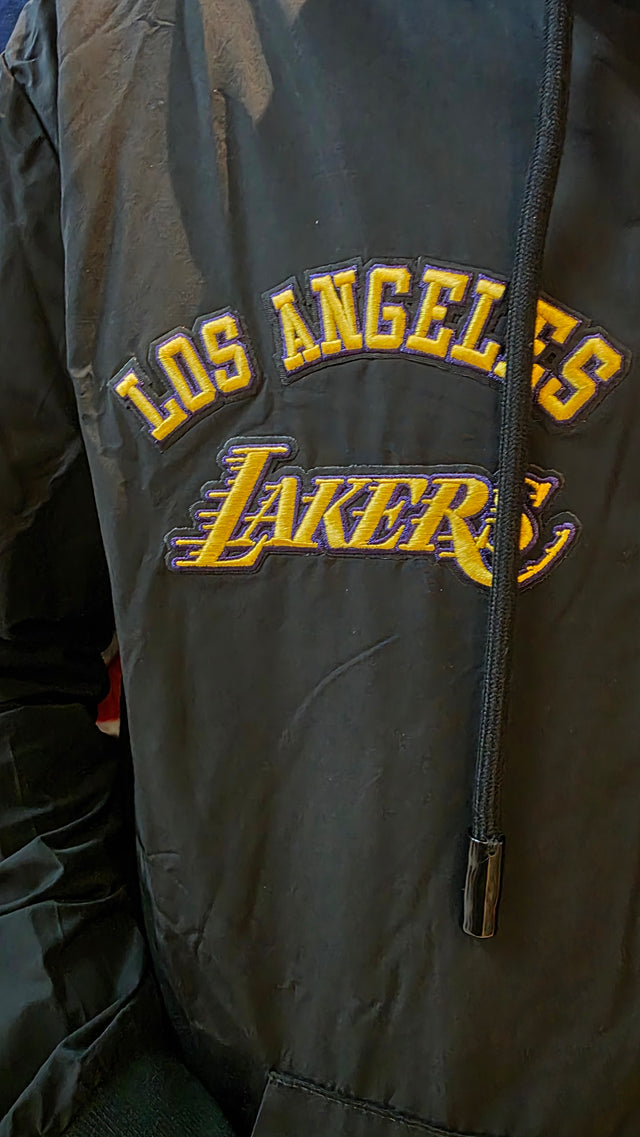 NBA LOS ANGELES LAKERS CLASSIC WIND SUIT MEN'S WOVEN FULL ZIP PULLOVER HOODIE BLL5515998-BLK