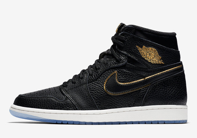 The Air Jordan 1 Retro High OG In Black Tumbled Leather And Gold
