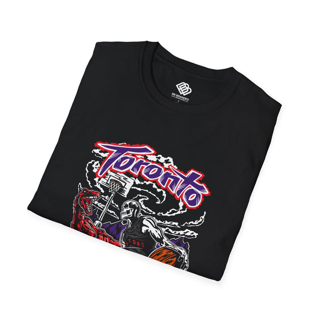 Toronto Basketball Skeleton Graphic Tee – Retro Court Horror Sports Shirt