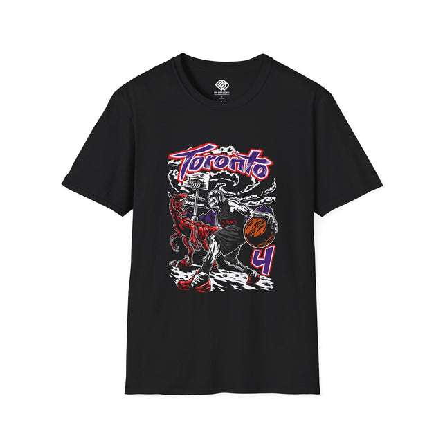 Toronto Basketball Skeleton Graphic Tee – Retro Court Horror Sports Shirt