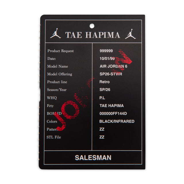Y Jordan 6 Retro "Infrared Salesman" IQ1277-001