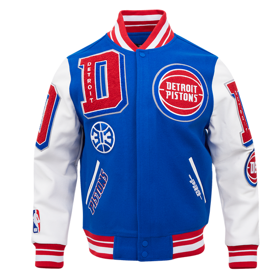 DETROIT PISTONS MASH UP RIB WOOL VARSITY JACKET BDP6515637-RYR