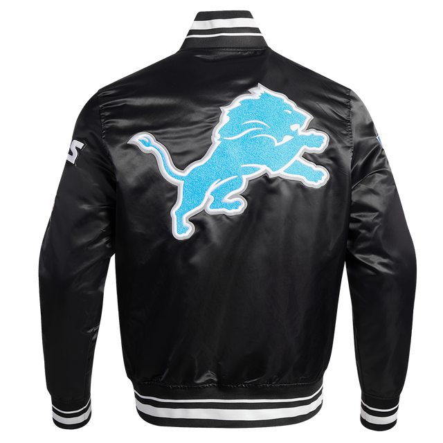 NFL DETROIT LIONS MASHUP MEN'S RIB SATIN JACKET FDL6410476-BLK