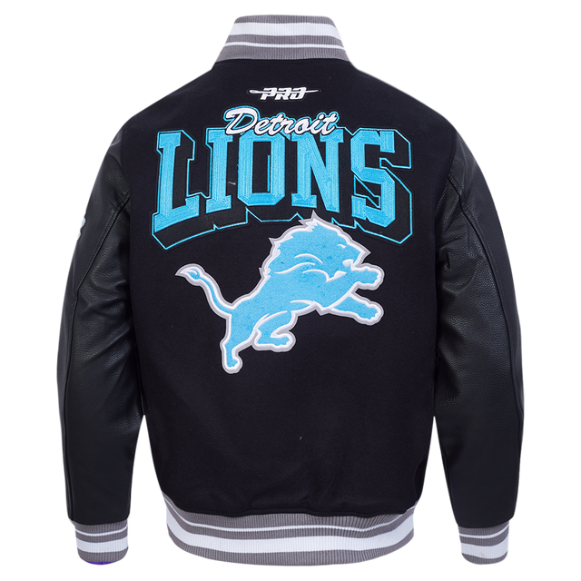 NFL DETROIT LIONS TEAM BADGE MEN'S RIB WOOL VARSITY JACKET FDL6411051-BGY