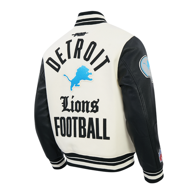 NFL DETROIT LIONS DETROIT LIONS MODERN ORIGINALS M RIB WOOL VARSITY JACKET FDL6411169-EBK