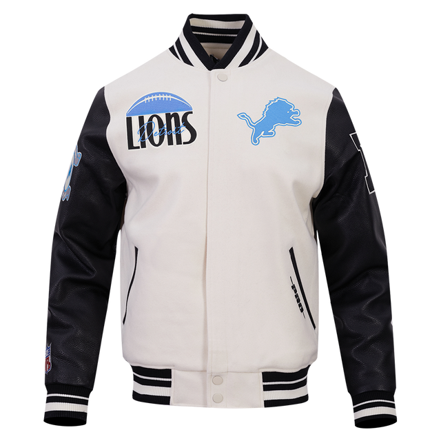 DETROIT LIONS ORIGINAL PLAYERS M RIB WOOL VARSITY JACKET FDL6411830-EBK