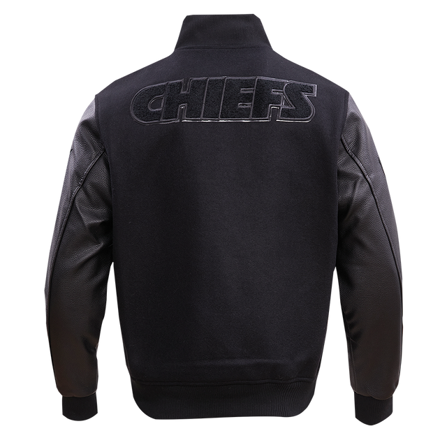 NFL KANSAS CITY CHIEFS TRIPLE BLACK WOOL MEN'S VARSITY JACKET FKC6410203-3BK