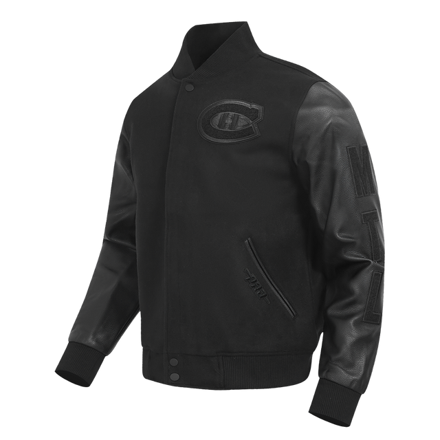 MONTREAL CANADIENS TRIPLE BLACK M WOOL VARSITY JACKET HMC667383-3BK