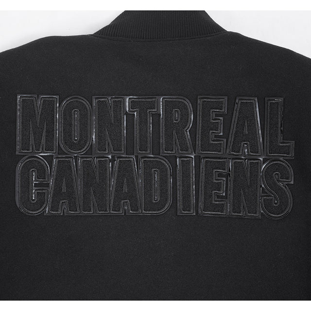 MONTREAL CANADIENS TRIPLE BLACK M WOOL VARSITY JACKET HMC667383-3BK