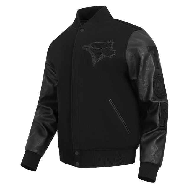 MLB TORONTO BLUE JAYS TORONTO BLUE JAYS TRIPLE BLACK WOOL VARSITY JACKET LTJ633953-3BK