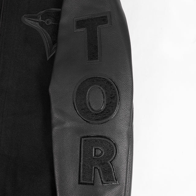 MLB TORONTO BLUE JAYS TORONTO BLUE JAYS TRIPLE BLACK WOOL VARSITY JACKET LTJ633953-3BK