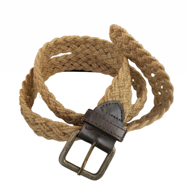 Jute Waist Belt with Vintage Metal Buckle