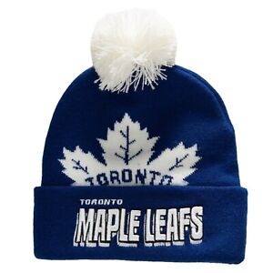 NHL MAPLE LEAFS Mitchell & Ness Puch Out Knit Hat with Pom  KTPX22016TMLB